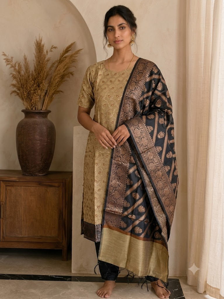 Antique gold banarasi salwar suit