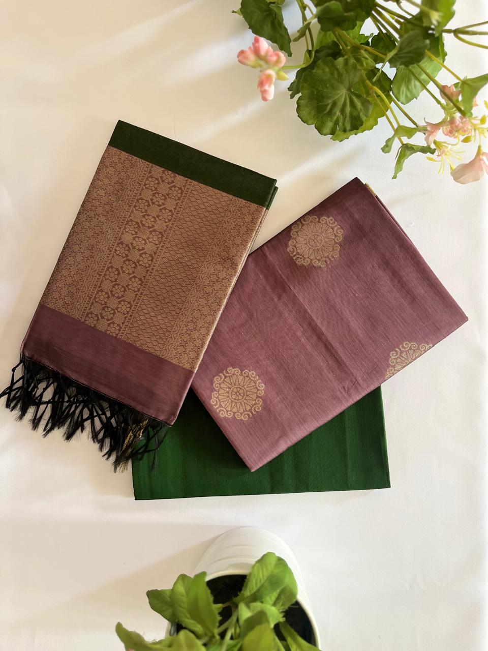 Onion pink Kora Silk Unstitched Salwar 3Pcs set