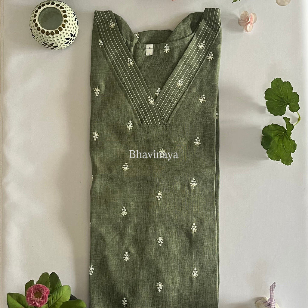 Teal straight cut kurthi with slit