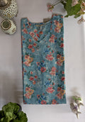 Hakoba Light blue Cotton Straight cut kurthi