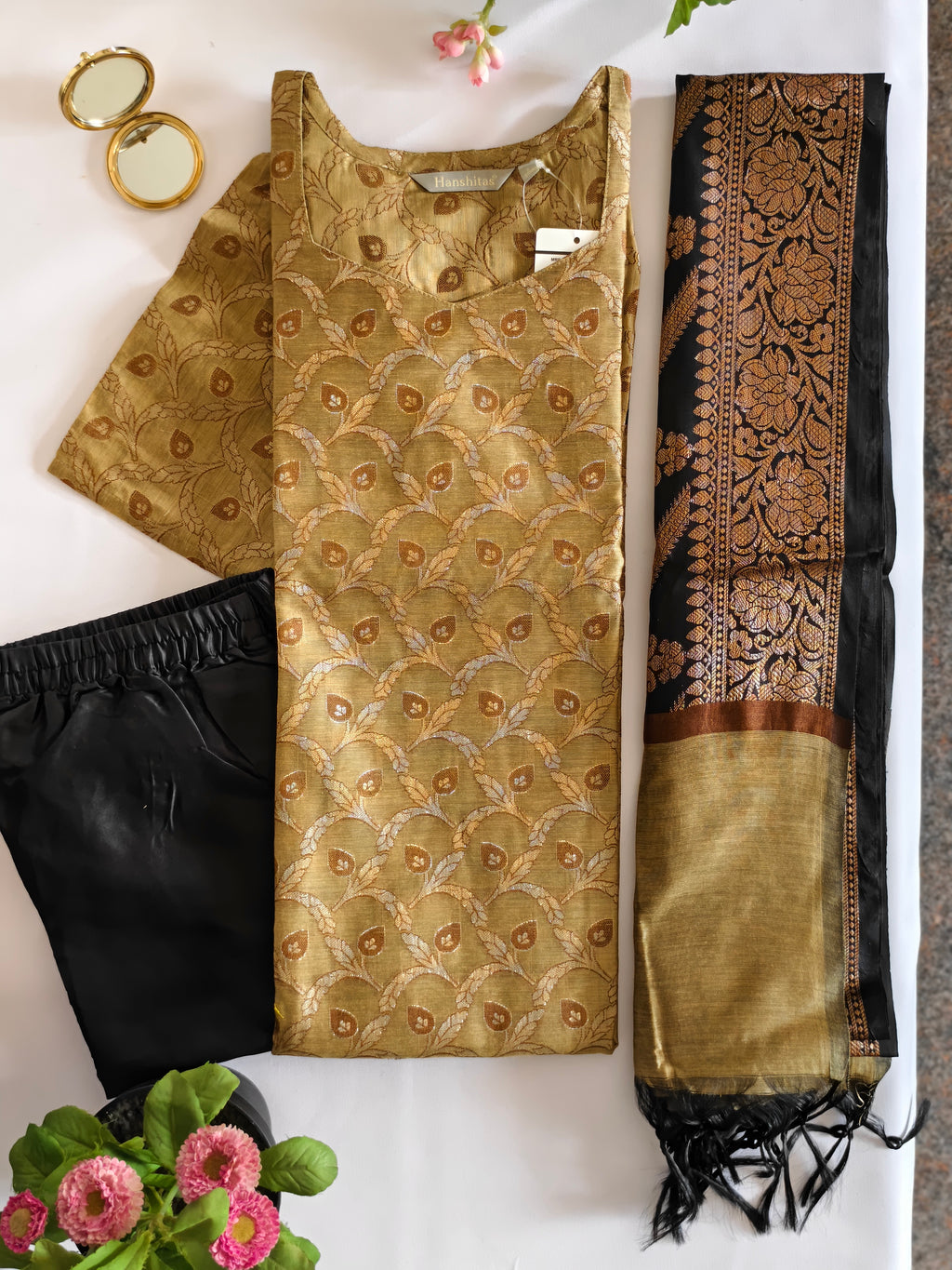 Antique gold banarasi salwar suit