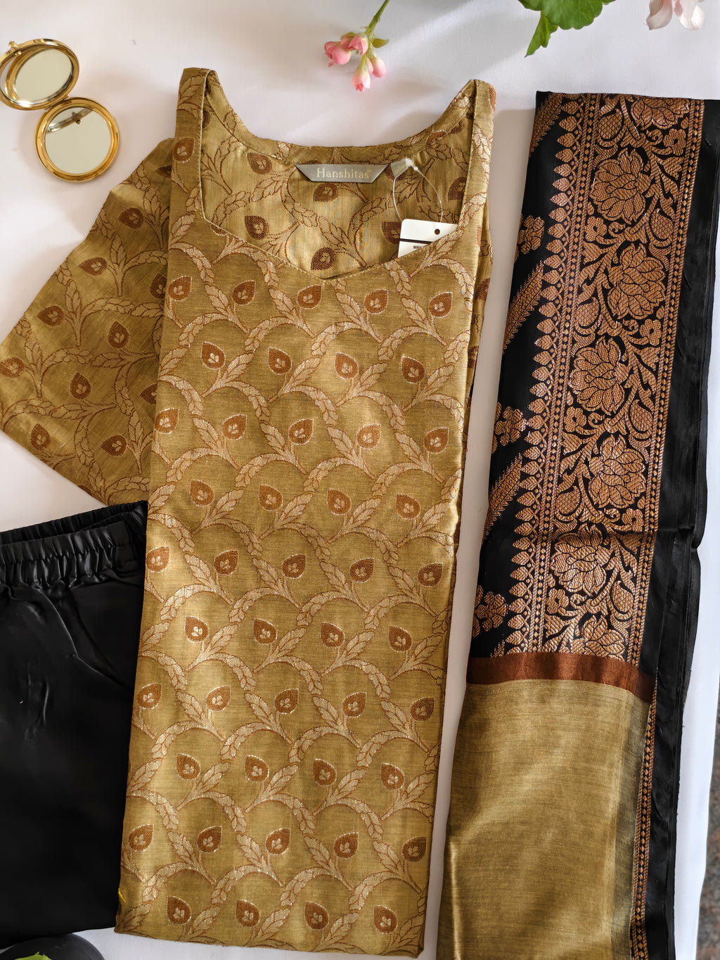 Antique gold banarasi salwar suit