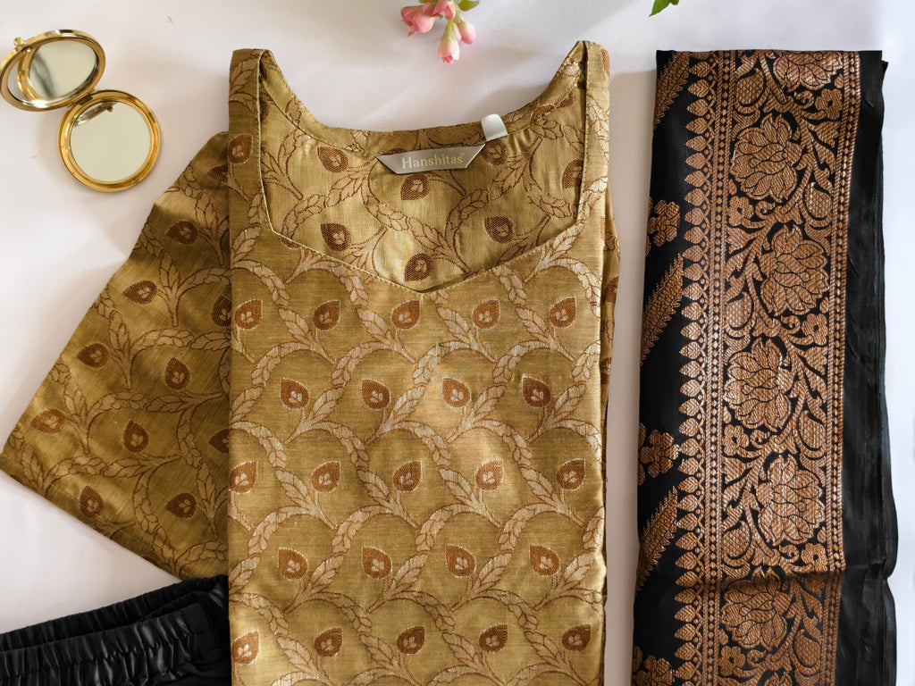 Antique gold banarasi salwar suit