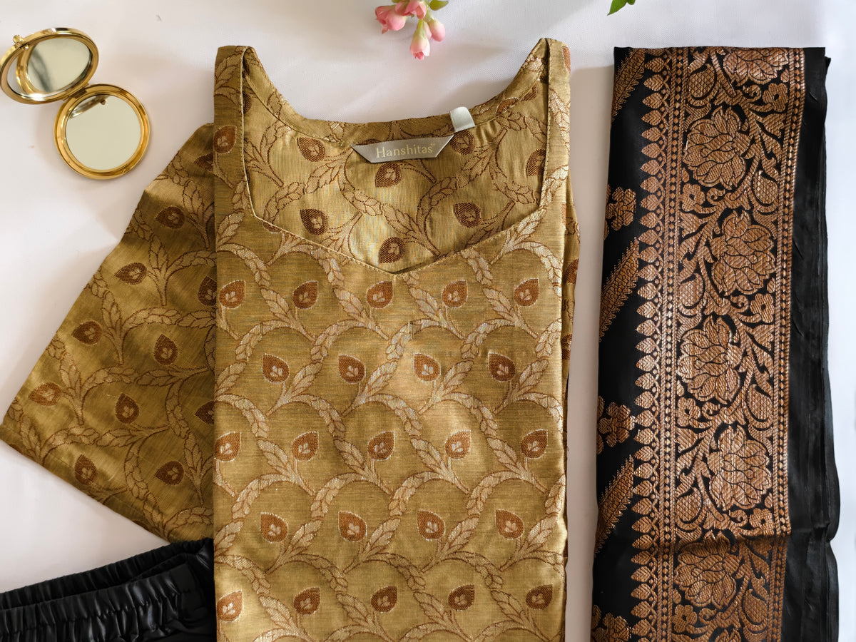 Antique gold banarasi salwar suit