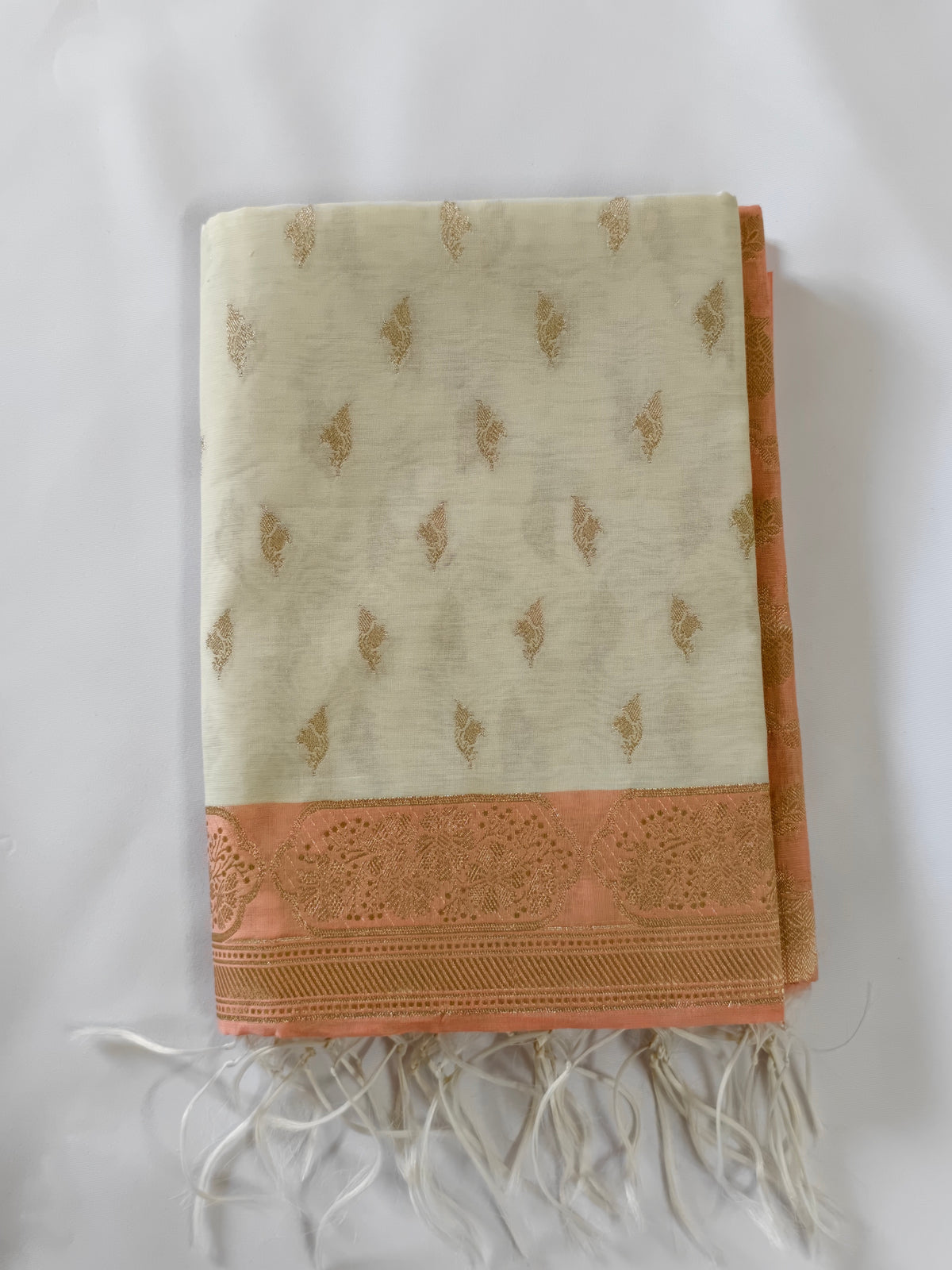 Peach & Ivory Chanderi Silk 2-Piece Unstitched Set