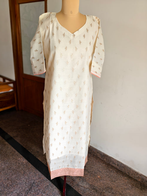 Chanderi pastel theme kurti & dupatta