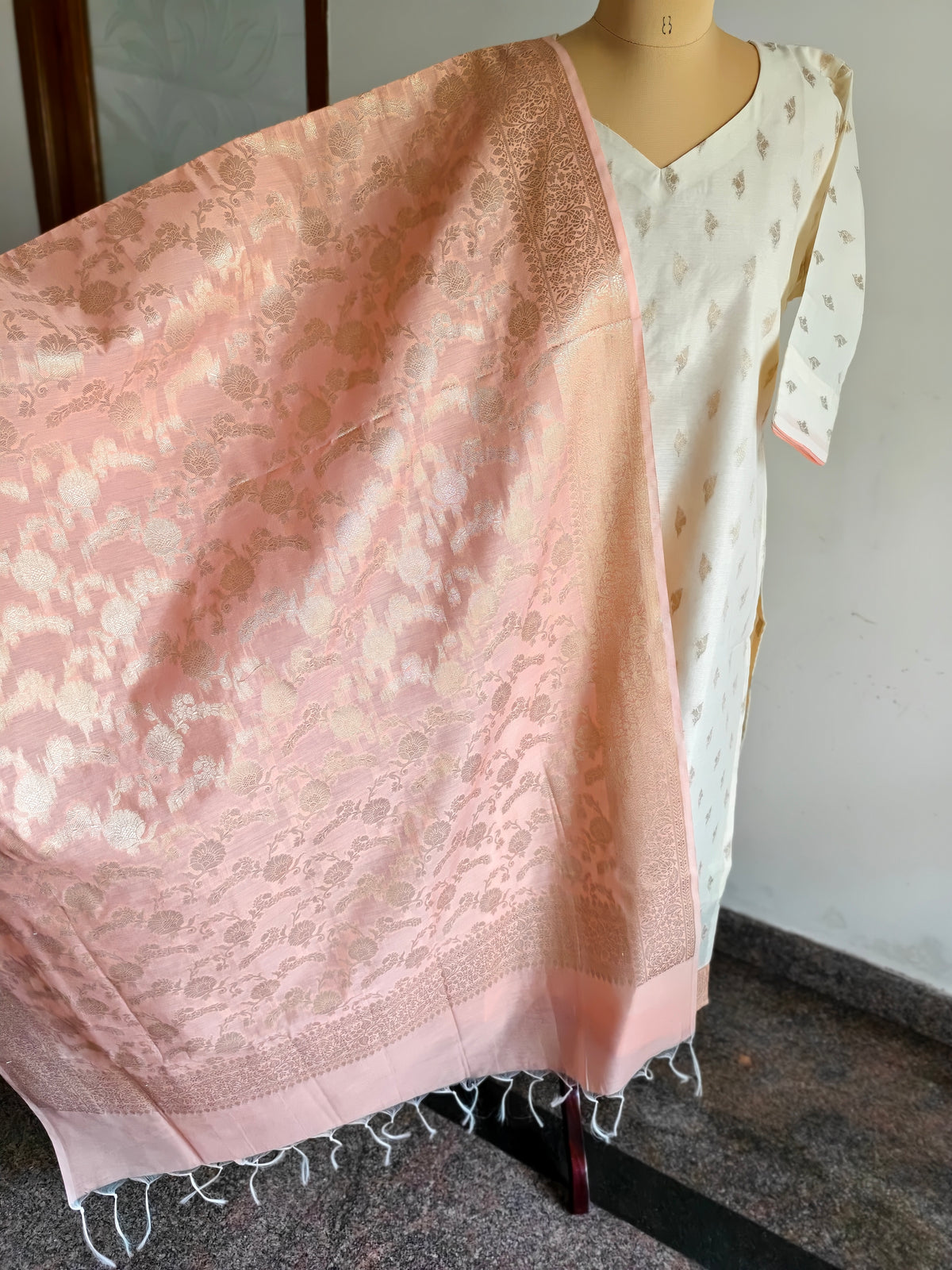 Chanderi pastel theme kurti & dupatta