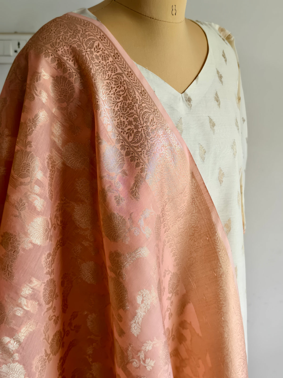 Chanderi pastel theme kurti & dupatta