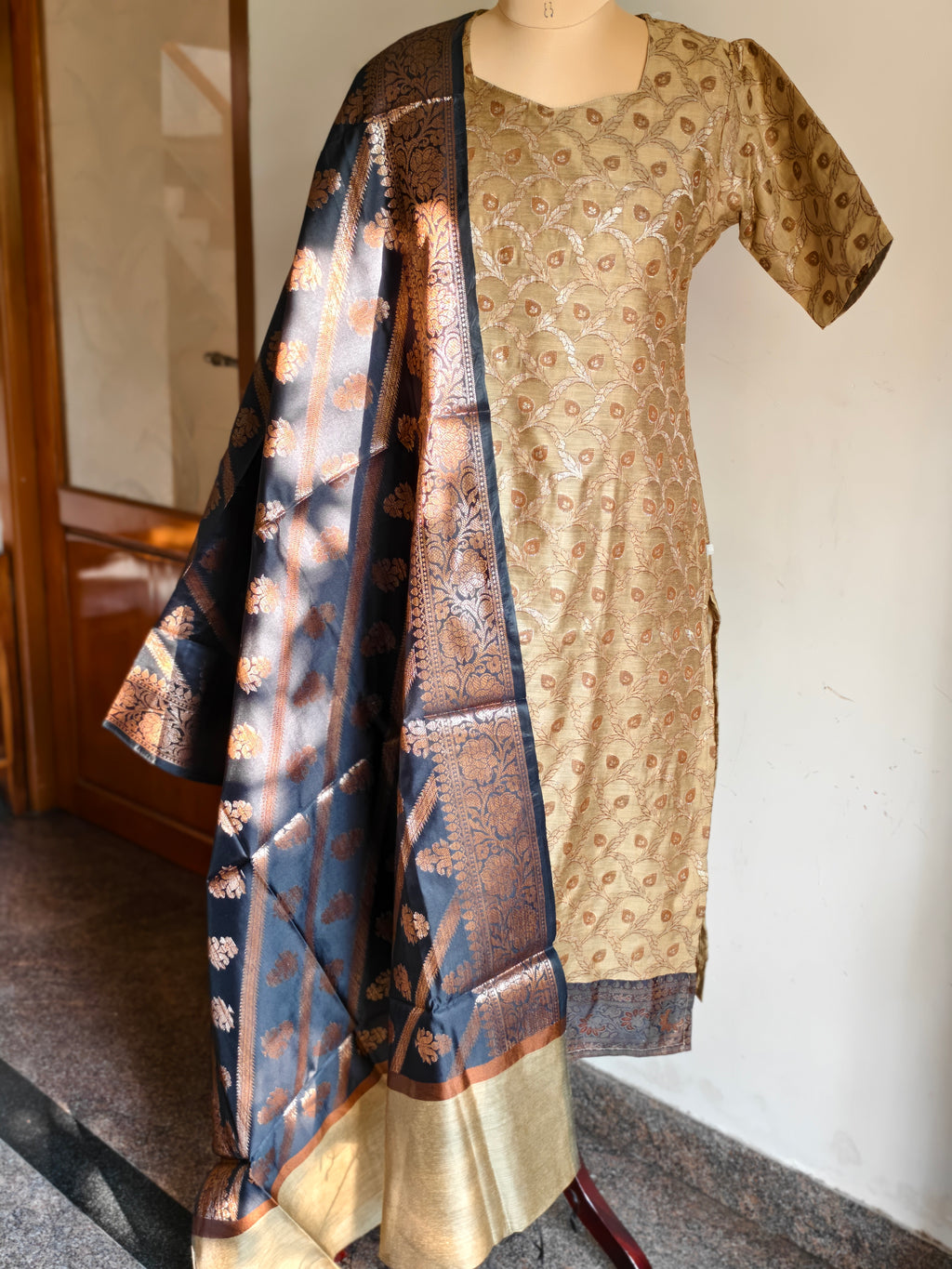 Antique gold banarasi salwar suit