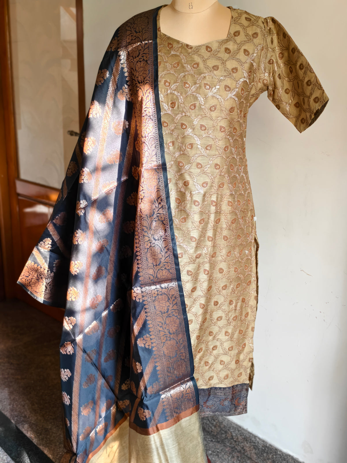 Antique gold banarasi salwar suit