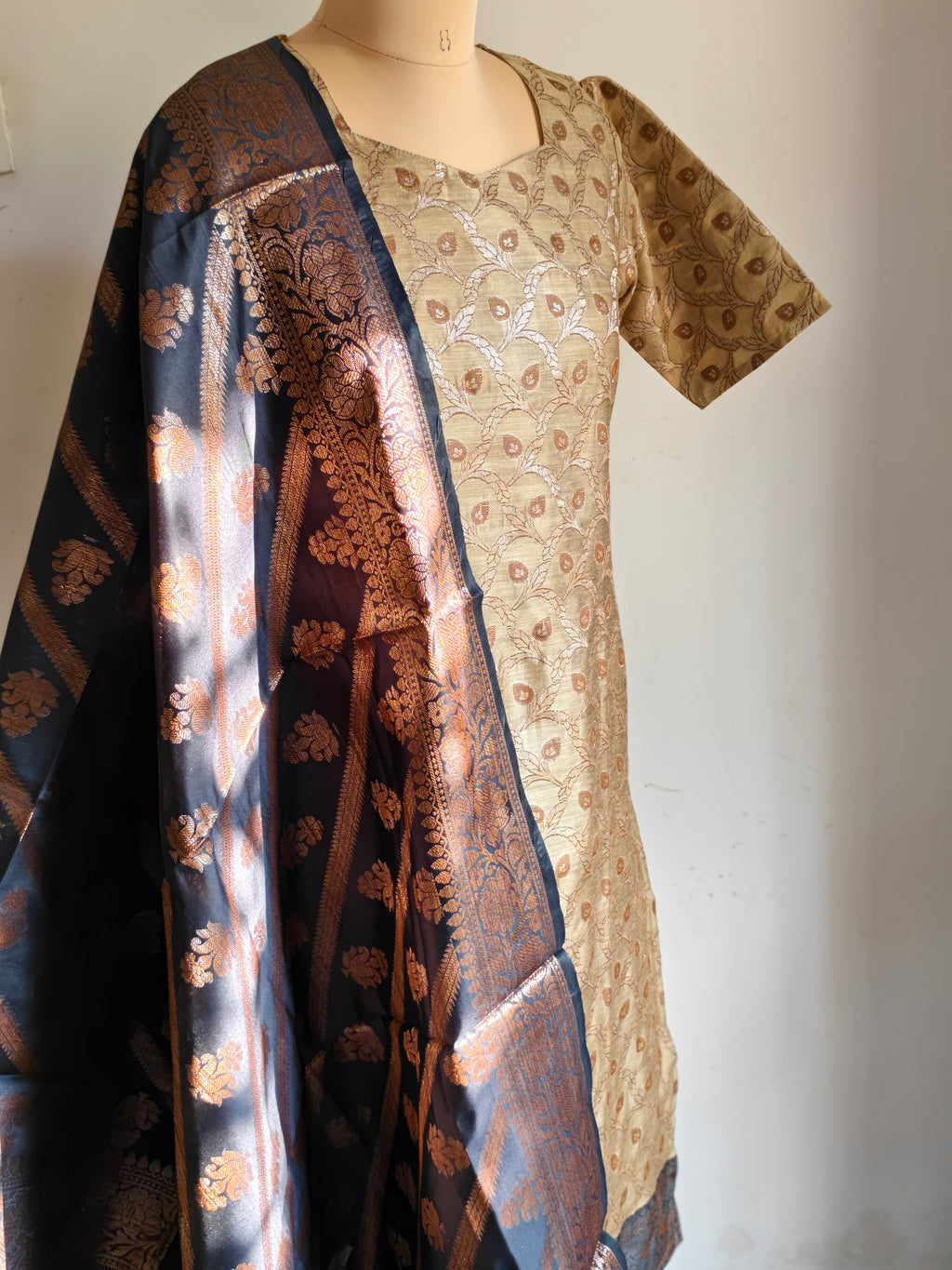Antique gold banarasi salwar suit