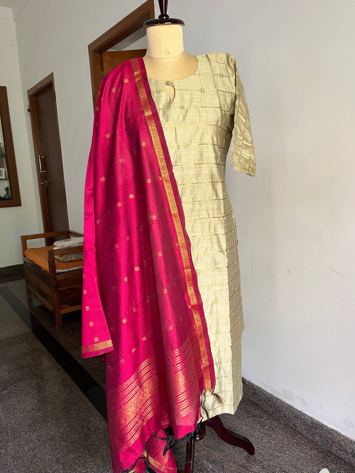 Raw Silk Festive Kurti 3 pcs Set