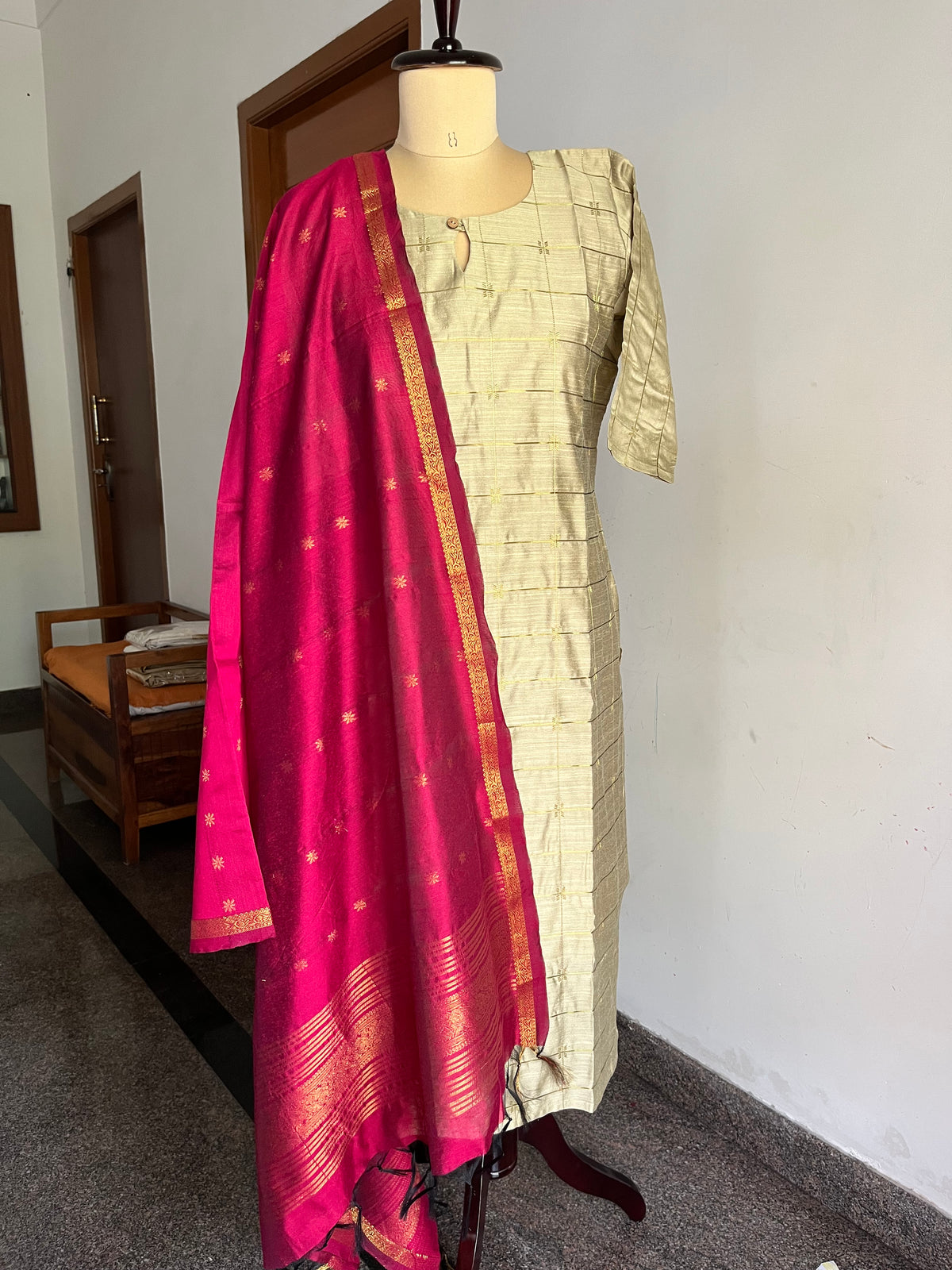 Raw Silk Festive Kurti 3 pcs Set