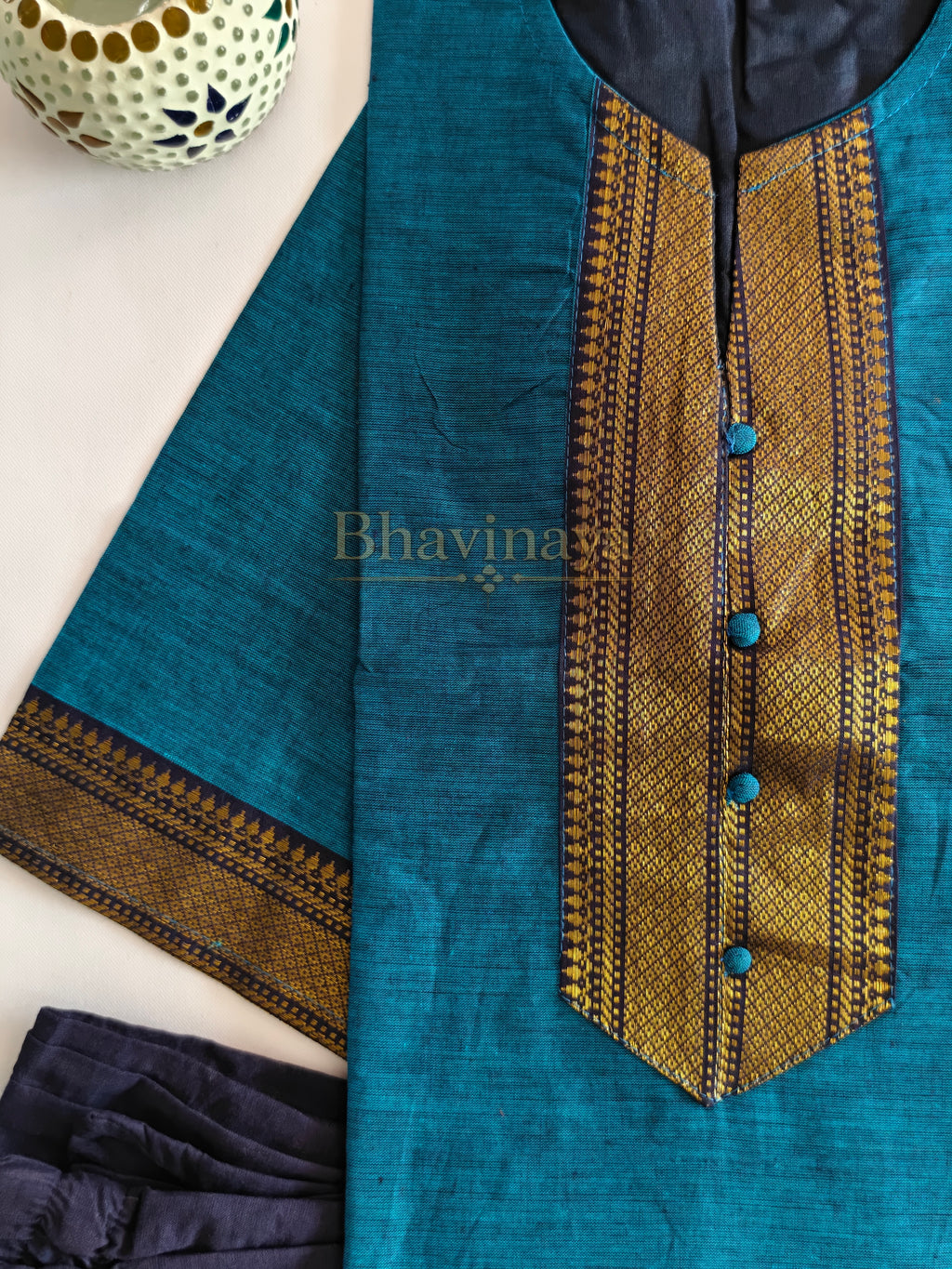 Blue chettinad cotton 3pcs set