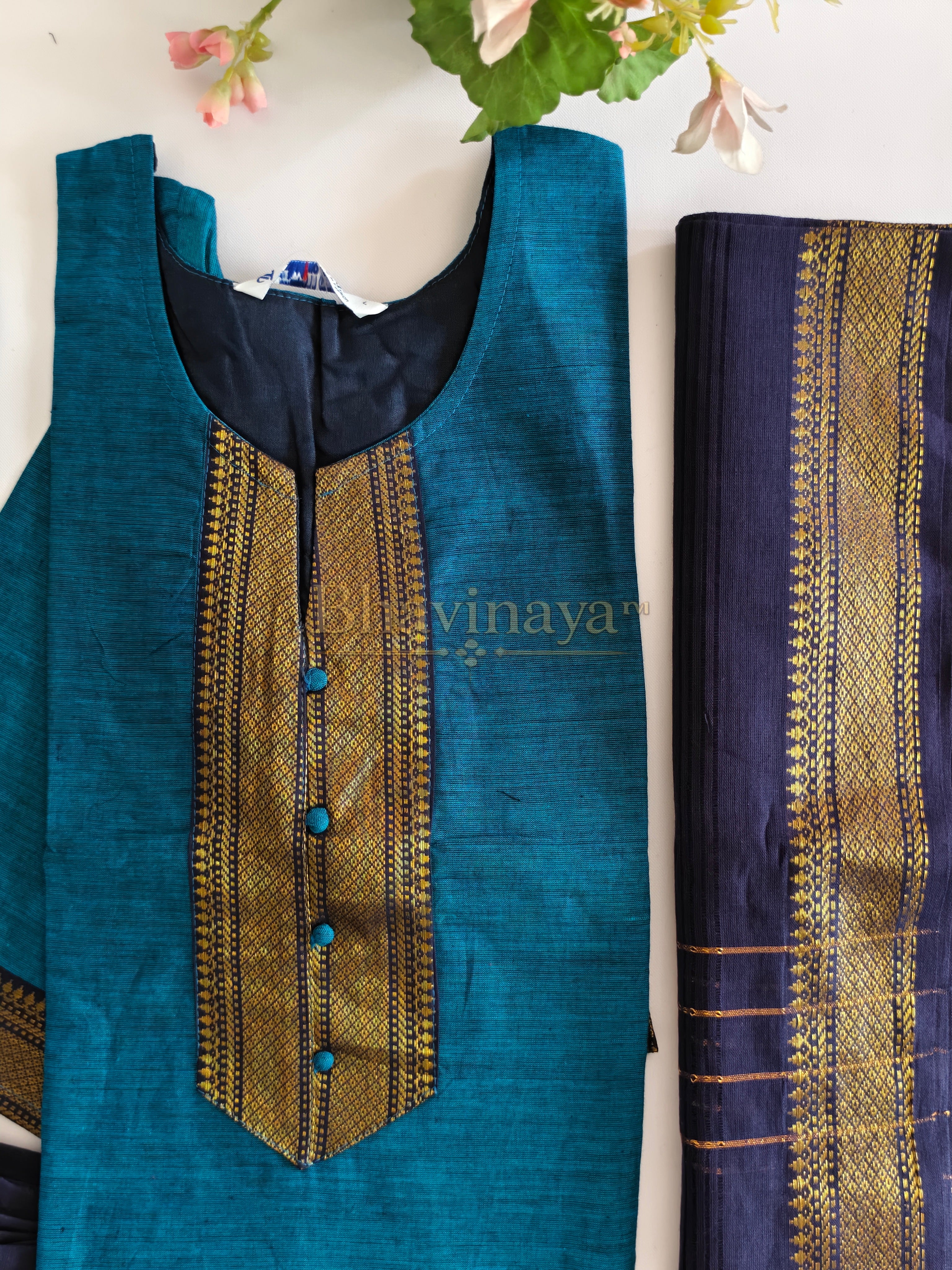 Blue chettinad cotton 3pcs set