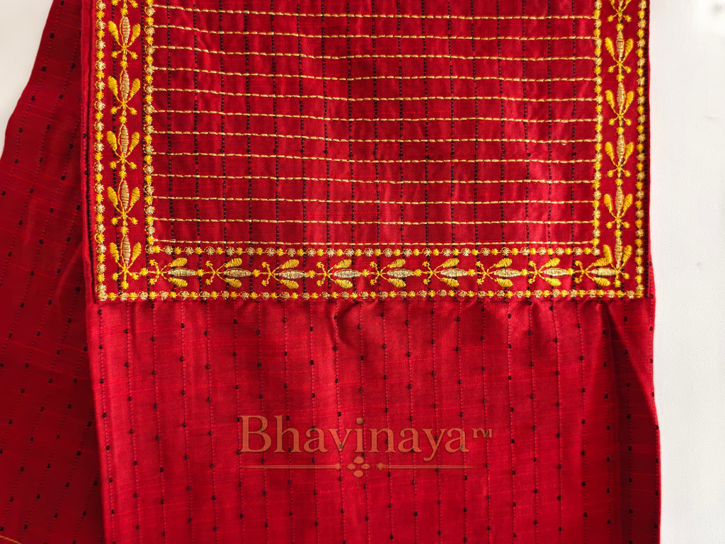 Crimson Red Embroidered kurti