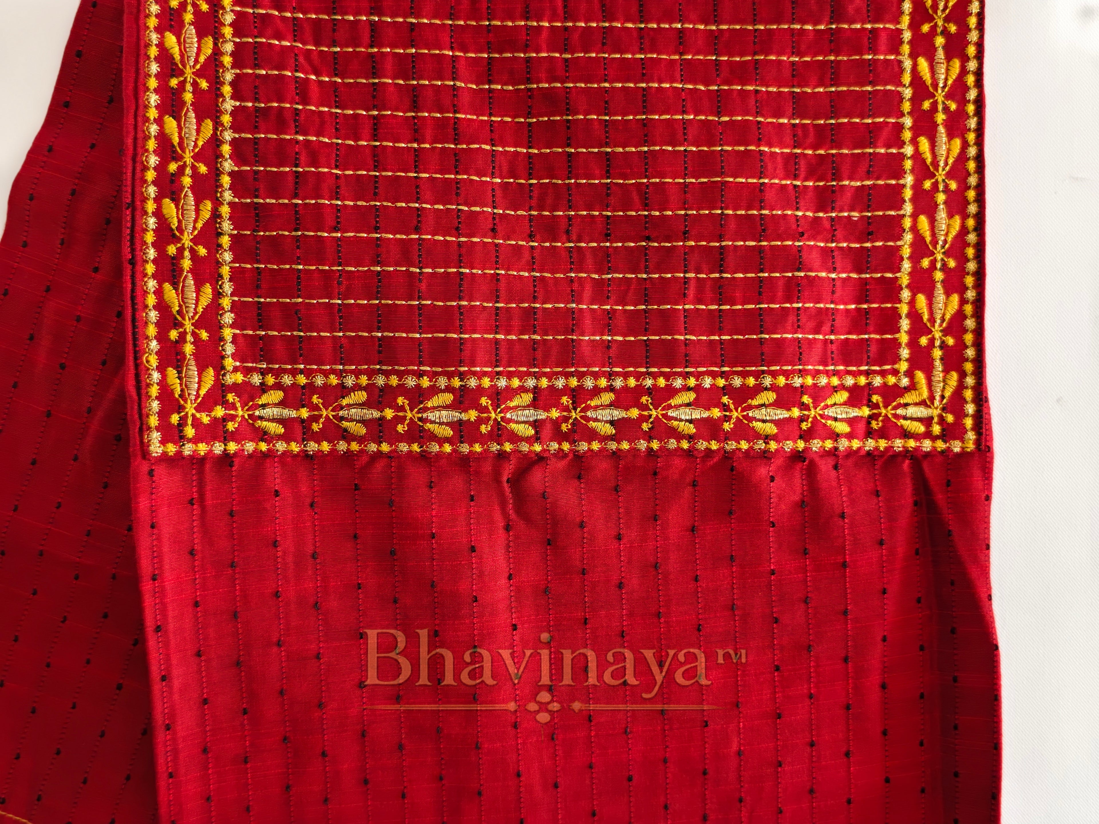 Crimson Red Embroidered kurti
