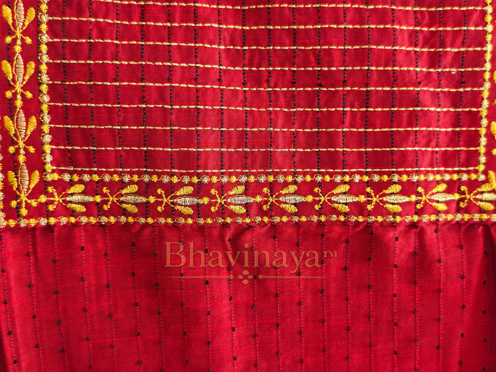 Crimson Red Embroidered kurti
