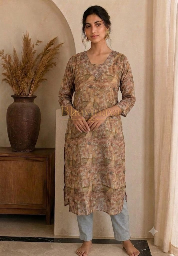 Sandal Tissue Silk Kurthi
