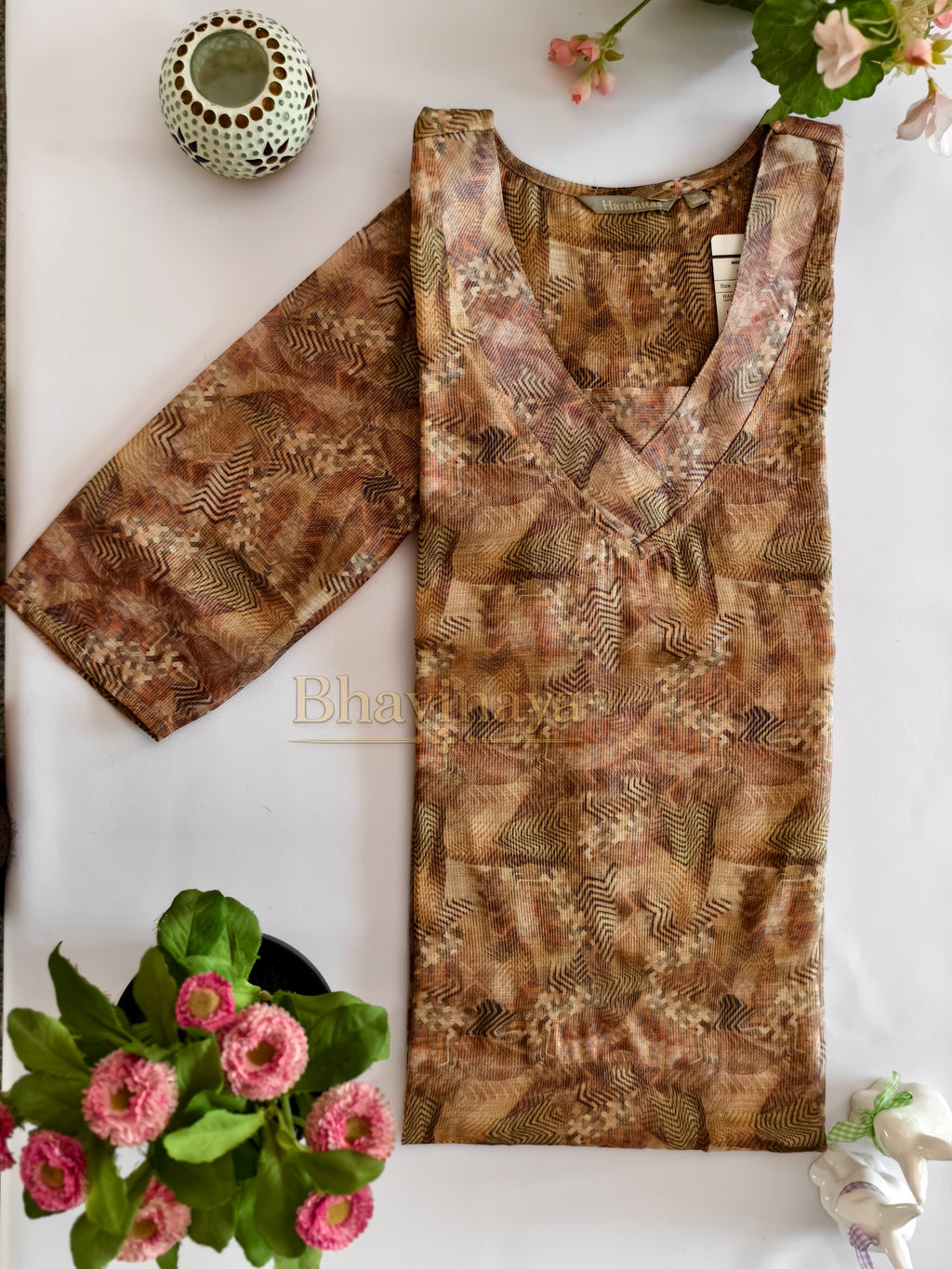 Sandal Tissue Silk Kurthi