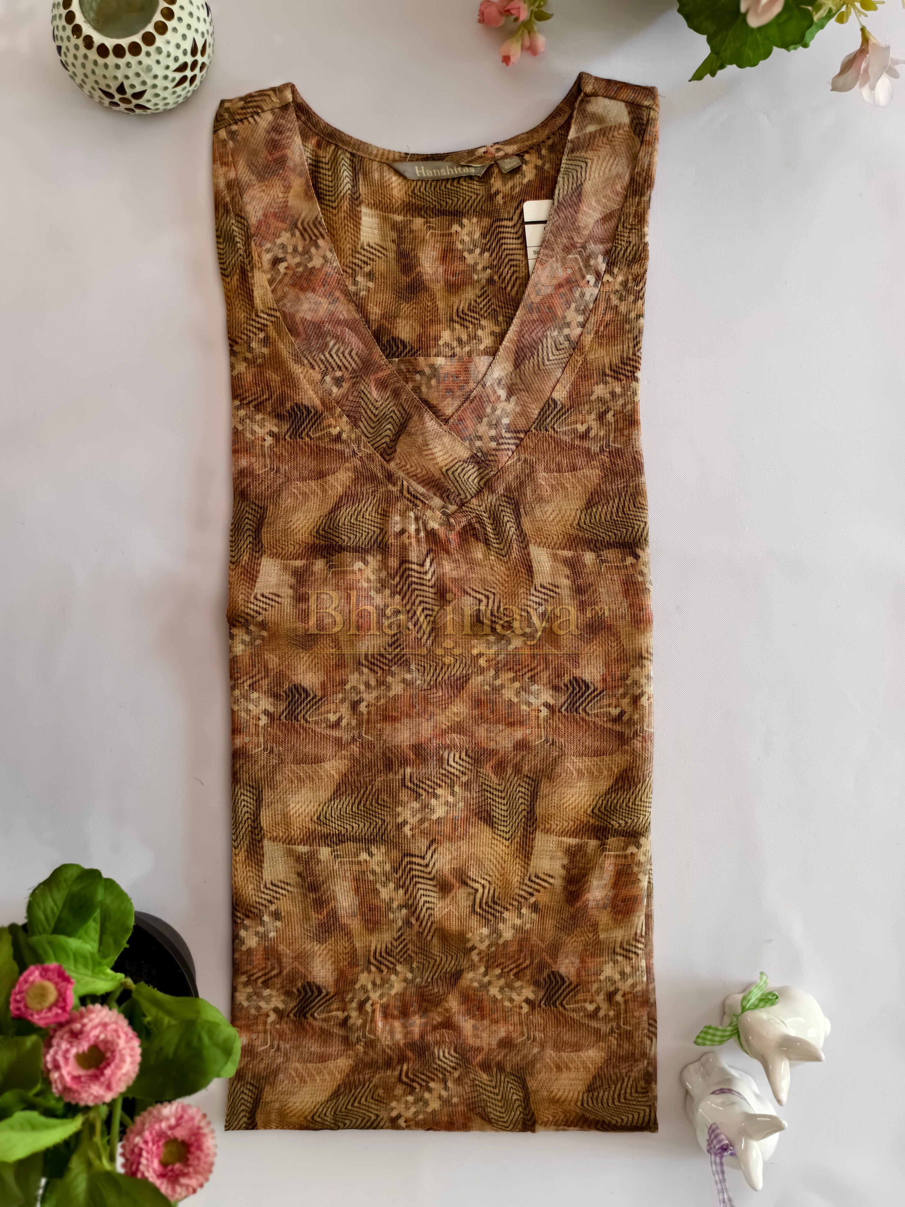 Sandal Tissue Silk Kurthi
