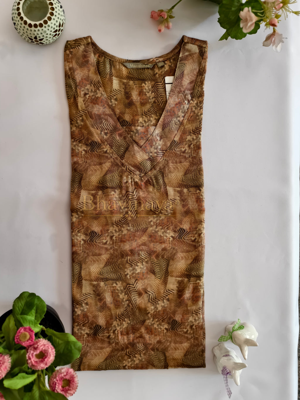 Sandal Tissue Silk Kurthi