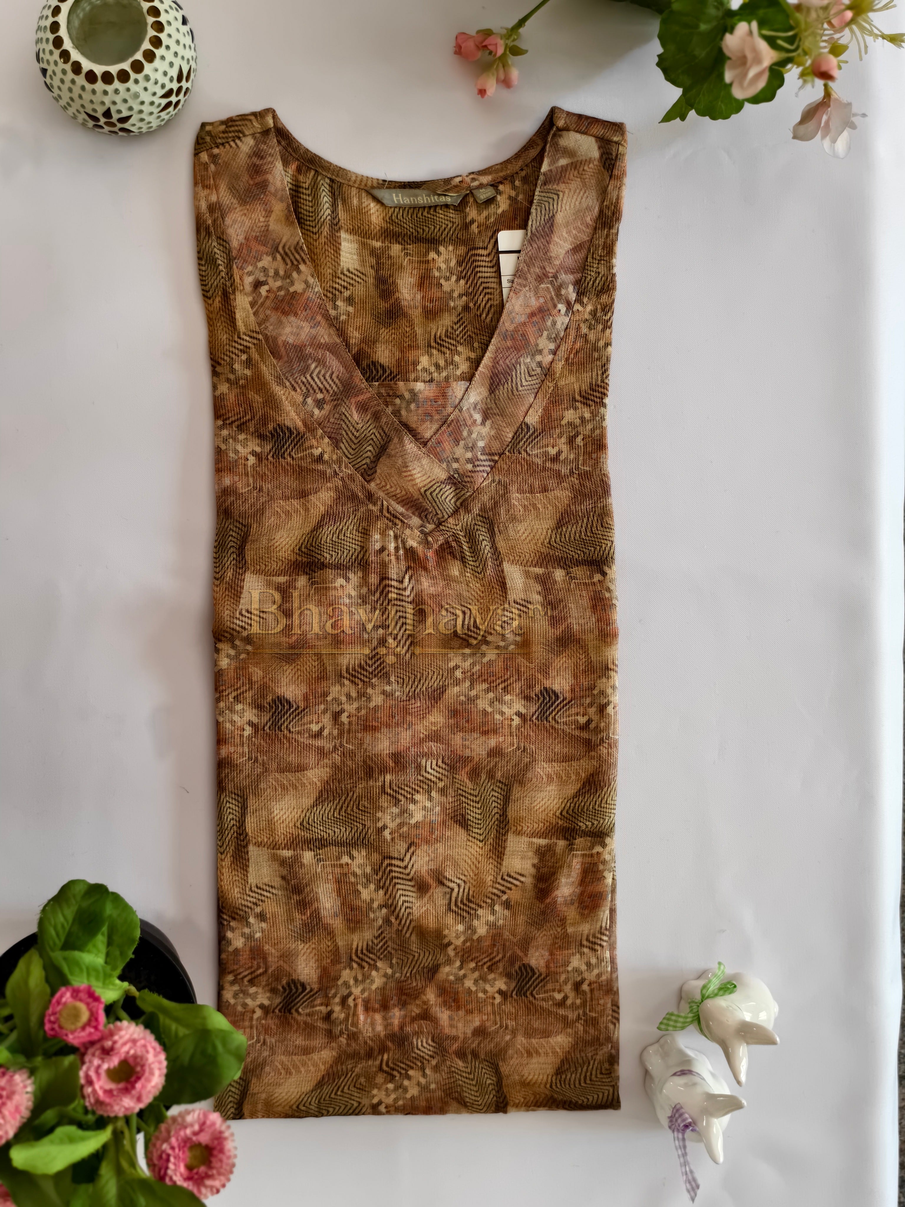 Sandal Tissue Silk Kurthi
