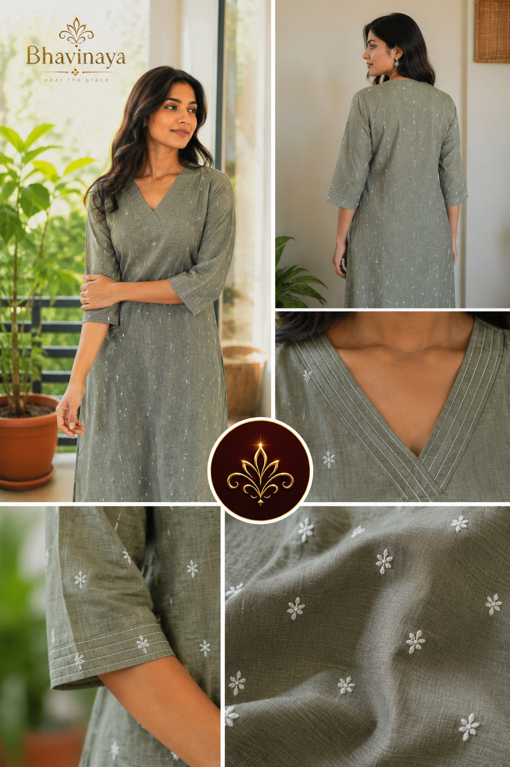 Teal straight cut kurthi with slit